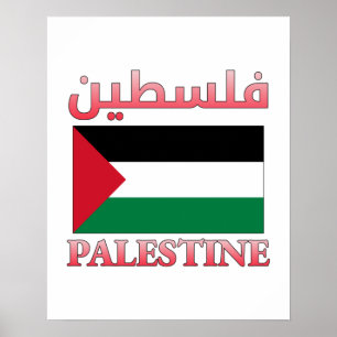 Palestijnse vlag ف س ط ن Arabisch en Engels WordAr Poster
