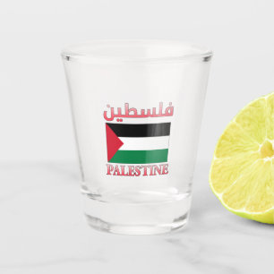 Palestijnse vlag ف س ط ن Arabisch en Engels WordAr Shot Glas