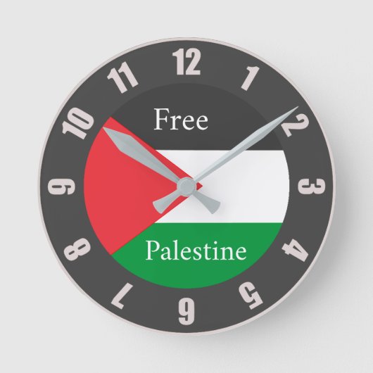 Palestijnse vlag aangepast Vrije Palestina Ronde Klok (Voorkant)