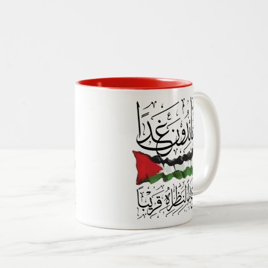Palestijnse vlag Arabisch kalligrafie Tweekleurige Koffiemok (Voorkant rechts)