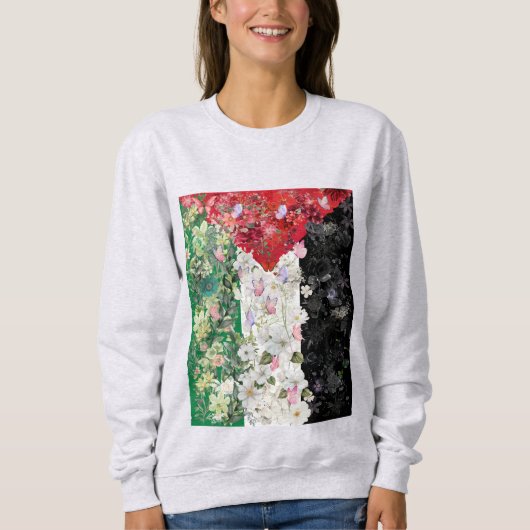 Palestijnse Vlag Bloemige Dames Sweatshirt (Voorkant)