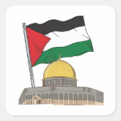 Palestijnse vlag boven de Rotskoepel Vierkante Sticker (Voorkant)