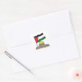 Palestijnse vlag boven de Rotskoepel Vierkante Sticker