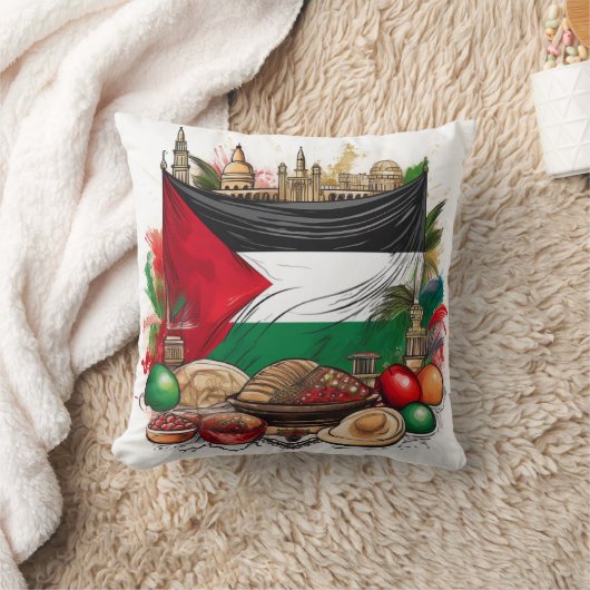 Palestijnse vlag en monumenten kussen (Deken)