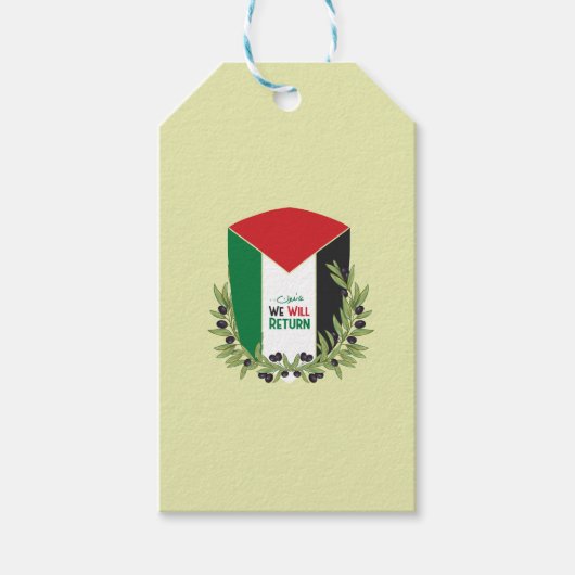 Palestijnse vlag en olijftakken cadeaulabel (Voorkant)