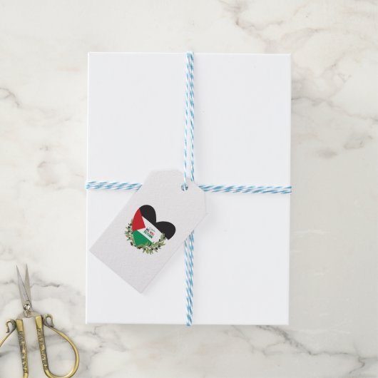 Palestijnse vlag en olijftakken cadeaulabel (Met Touw)