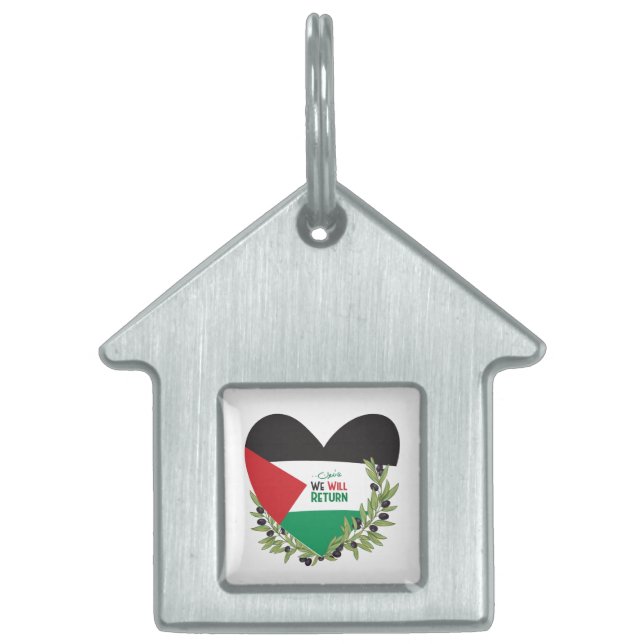 Palestijnse vlag en olijftakken huisdieren naamplaatje (Voorkant)
