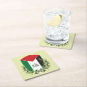 Palestijnse vlag en olijftakken kartonnen onderzetters (Insitu)