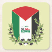 Palestijnse vlag en olijftakken kartonnen onderzetters (Voorkant)