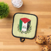 Palestijnse vlag en olijftakken pannenlap (Top down)