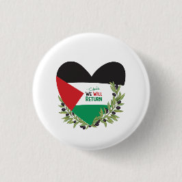 Palestijnse vlag en olijftakken ronde button 3,2 cm