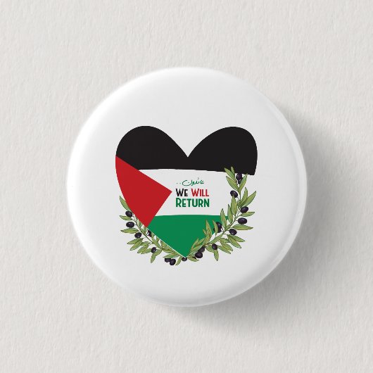 Palestijnse vlag en olijftakken ronde button 3,2 cm (Voorkant)