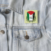 Palestijnse vlag en olijftakken vierkante button 5,1 cm (In situ)