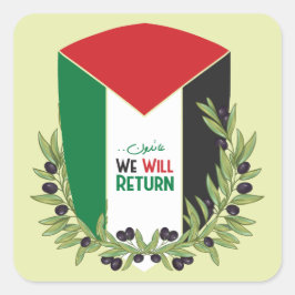 Palestijnse vlag en olijftakken vierkante sticker