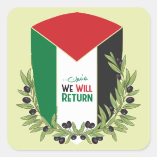 Palestijnse vlag en olijftakken vierkante sticker