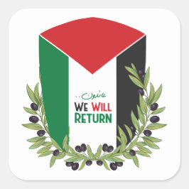 Palestijnse vlag en olijftakken vierkante sticker