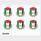 Palestijnse vlag en olijftakken vierkante sticker (Vel)