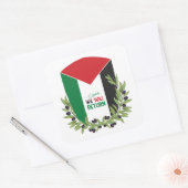 Palestijnse vlag en olijftakken vierkante sticker (Envelop)