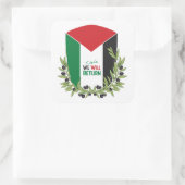 Palestijnse vlag en olijftakken vierkante sticker (Tas)
