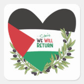 Palestijnse vlag en olijftakken vierkante sticker (Voorkant)