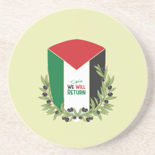 Palestijnse vlag en olijftakken zandsteen onderzetter