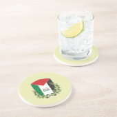 Palestijnse vlag en olijftakken zandsteen onderzetter (Zijkant)