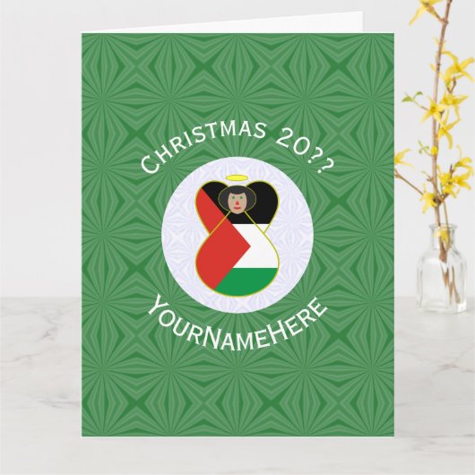 Palestijnse vlag engel kerst gepersonaliseerd kaart (Gele Bloem)