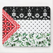 Palestijnse vlag Falastini kunstwerk Kuffiyeh Oliv Muismat (Voorkant)
