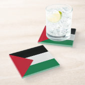 Palestijnse vlag glazen onderzetter (Schuin)