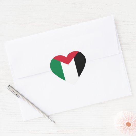 Palestijnse vlag hart sticker (Envelop)