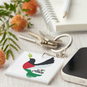 Palestijnse Vlag in Vredesduif met Palestina Naam Sleutelhanger (Voorkant Rechts)