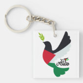 Palestijnse Vlag in Vredesduif met Palestina Naam Sleutelhanger (voorkant)
