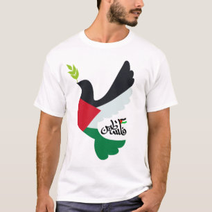 Palestijnse Vlag in Vredesduif met Palestina Naam T-shirt