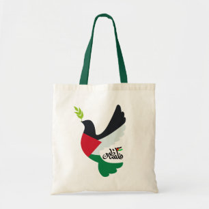 Palestijnse Vlag in Vredesduif met Palestina Naam Tote Bag