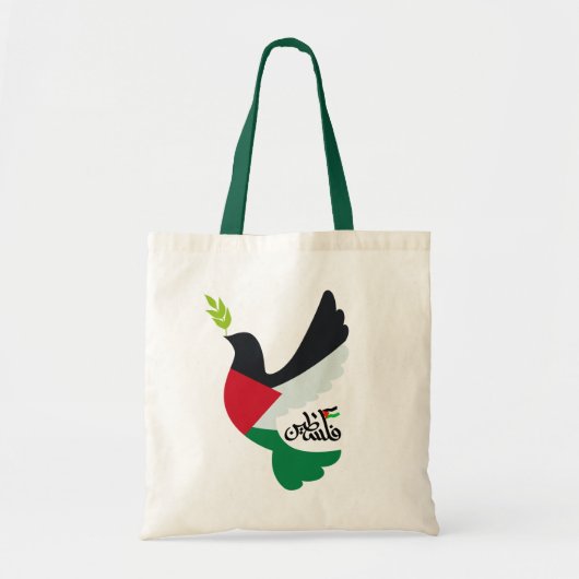 Palestijnse Vlag in Vredesduif met Palestina Naam Tote Bag (Voorkant)