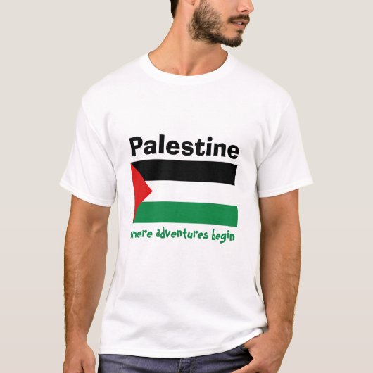 Palestijnse vlag + kaart + tekst T-shirt (Voorkant)