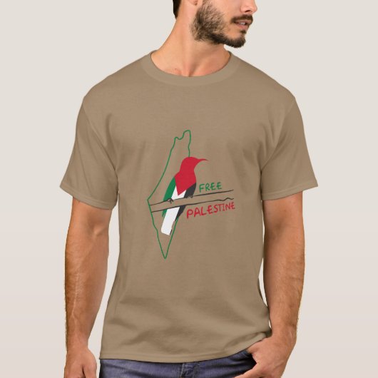 Palestijnse vlag kaart vogel t-shirt (Voorkant)