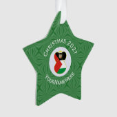 Palestijnse Vlag Kerstengel Naam Jaar Ster Ornament (voorkant)