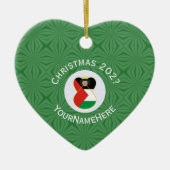 Palestijnse vlag Kerstmis Naam Jaar Hart Keramisch Ornament (Voorkant)