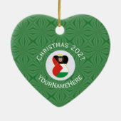 Palestijnse vlag Kerstmis Naam Jaar Hart Keramisch Ornament (Achterkant)