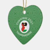 Palestijnse vlag Kerstmis Naam Jaar Hart Keramisch Ornament (Links)