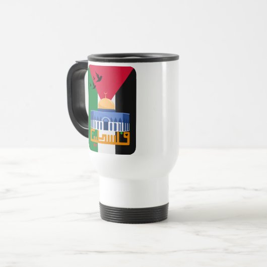 Palestijnse vlag met Arabische tekst Reisbeker (Voorkant links)