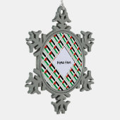 Palestijnse vlag met zwarte tegels tin sneeuwvlok ornament (Links)