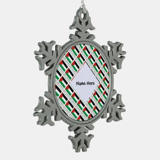 Palestijnse vlag met zwarte tegels tin sneeuwvlok ornament (Links)
