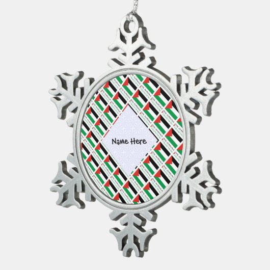 Palestijnse vlag met zwarte tegels tin sneeuwvlok ornament (Rechts)