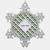 Palestijnse vlag met zwarte tegels tin sneeuwvlok ornament (Voorkant)
