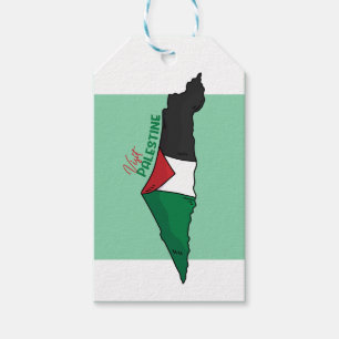 Palestijnse vlag op de kaart: Bezoek Palestina Cadeaulabel