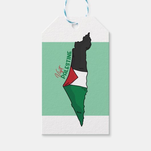 Palestijnse vlag op de kaart: Bezoek Palestina Cadeaulabel (Voorkant)