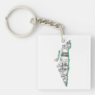 Palestijnse vlag op de kaart: Bezoek Palestina Sleutelhanger