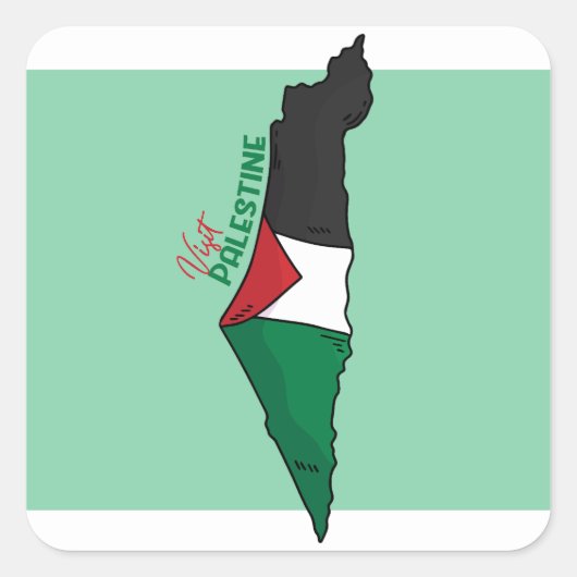 Palestijnse vlag op de kaart: Bezoek Palestina Vierkante Sticker (Voorkant)